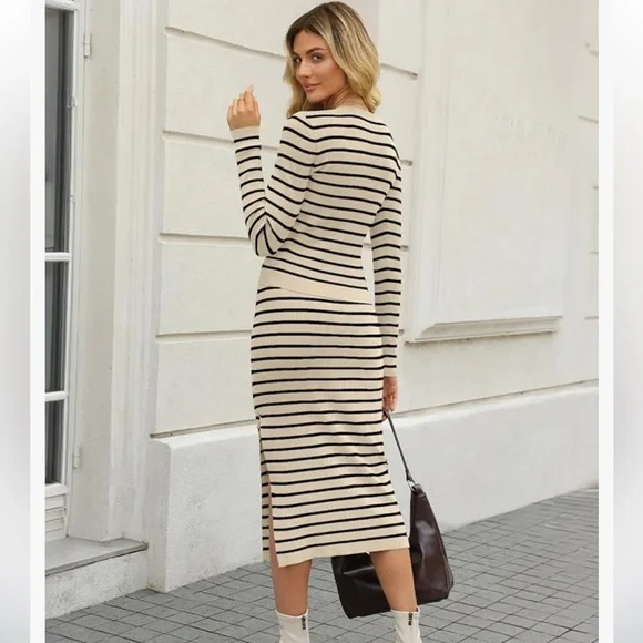 Two piece striped sweater and skirt set size medium - Picture 5 of 10